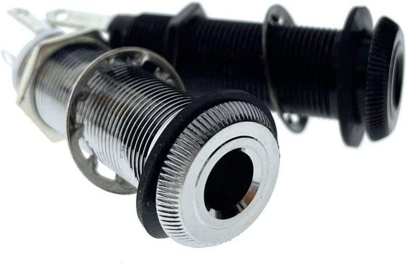 KAISH 6.35mm Brass Mono Guitar Bass Barrel Jack Socket Cylinder Input Output Jack with 3 Pins Black - Image 3